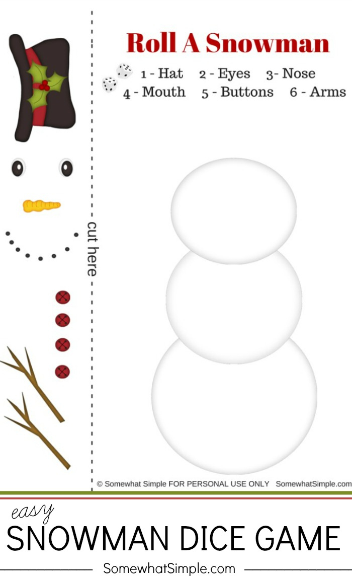 Christmas: Easy Snowman Dice Game - See Vanessa Craft - Roll A Monster Free Printable