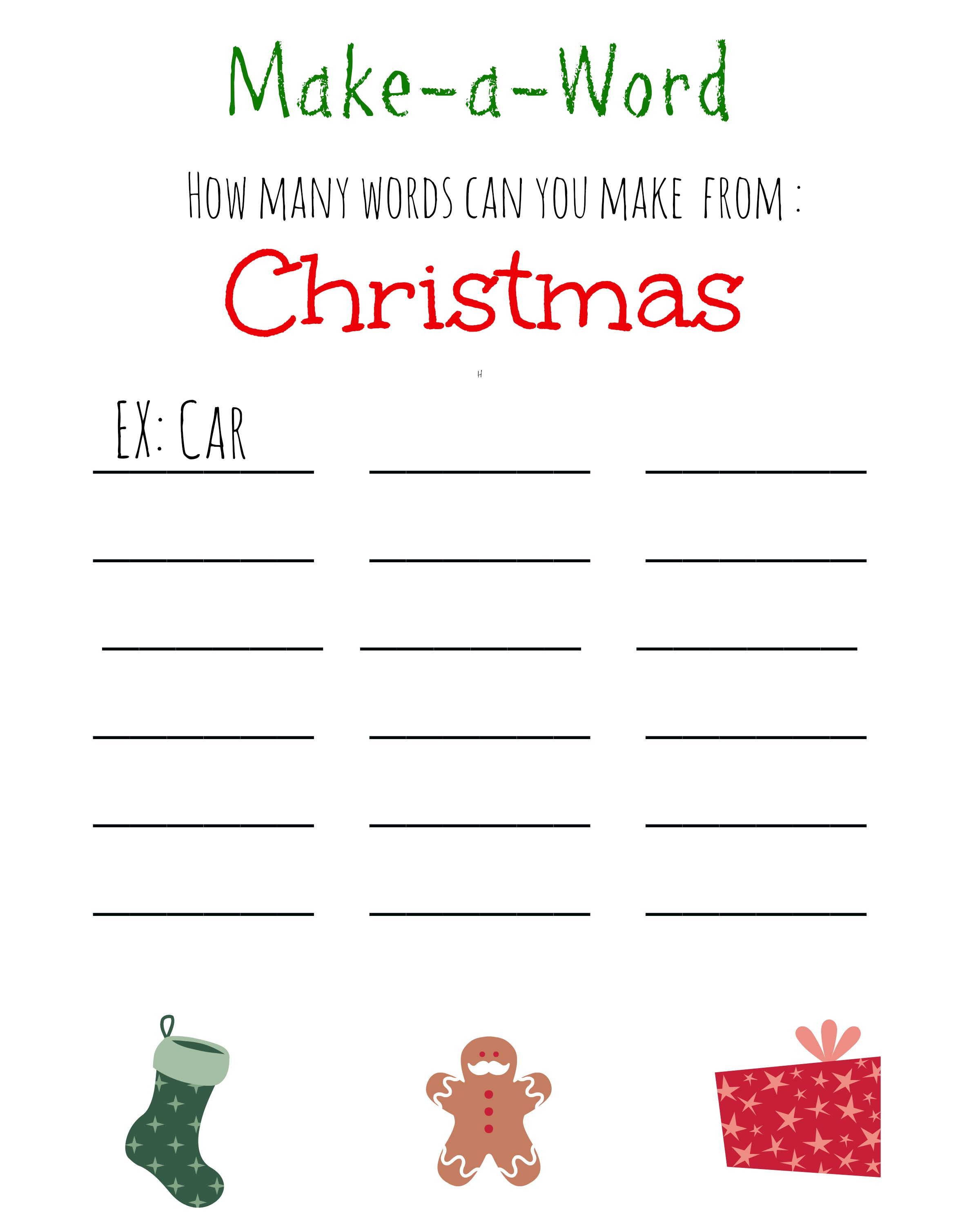 Christmas Games For Kids ~ Free Printable, Christmas Make A Word - Free Printable Christmas Games For Adults