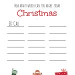 Christmas Games For Kids ~ Free Printable, Christmas Make A Word   Free Printable Christmas Word Games For Adults