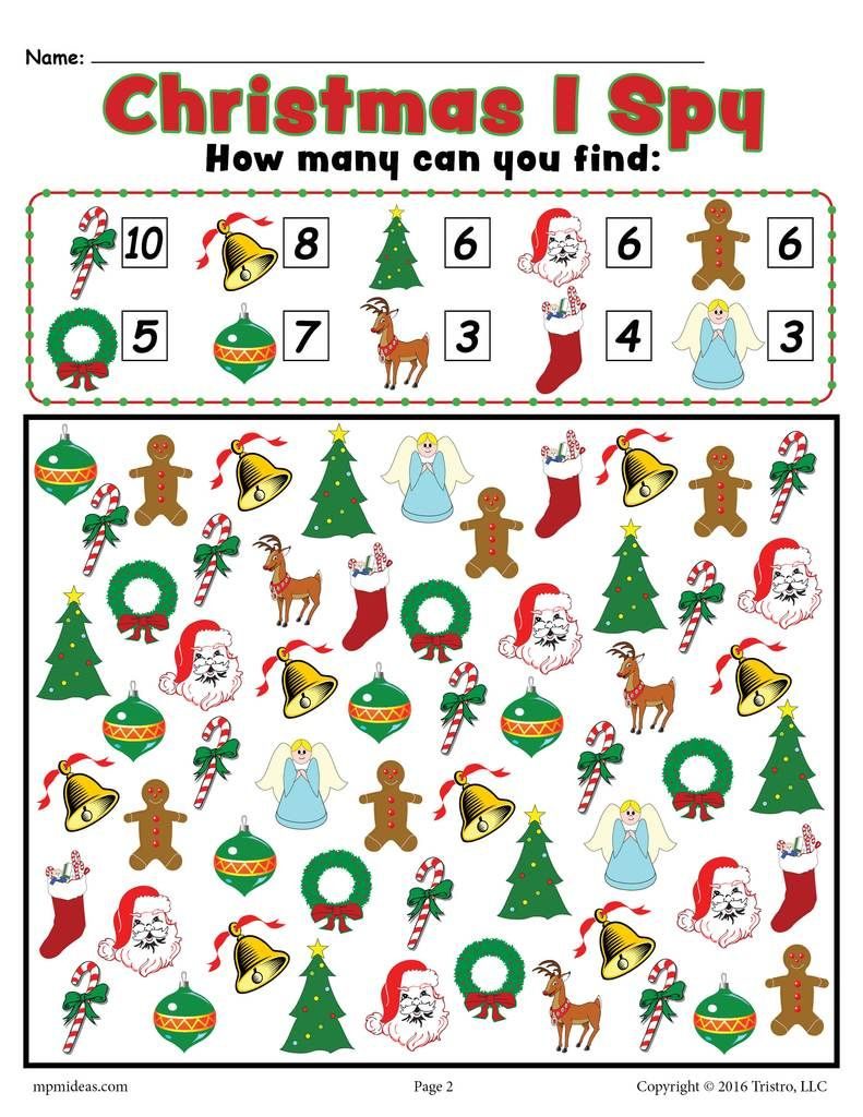 Christmas I Spy - Free Printable Christmas Counting Worksheet - Free Printable Christmas Board Games