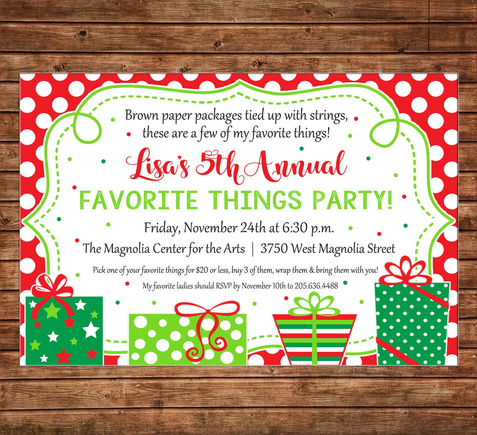 Christmas Invitation Favorite Things Dirty Santa Gift Exchange Party - Free Printable Personalized Christmas Invitations