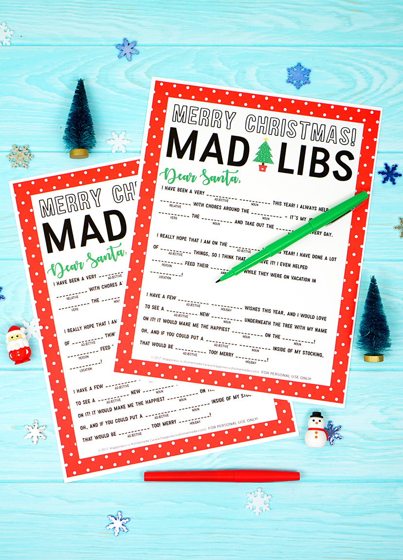Christmas Mad Libs Printable - Happiness Is Homemade - Christmas Mad Libs Printable Free