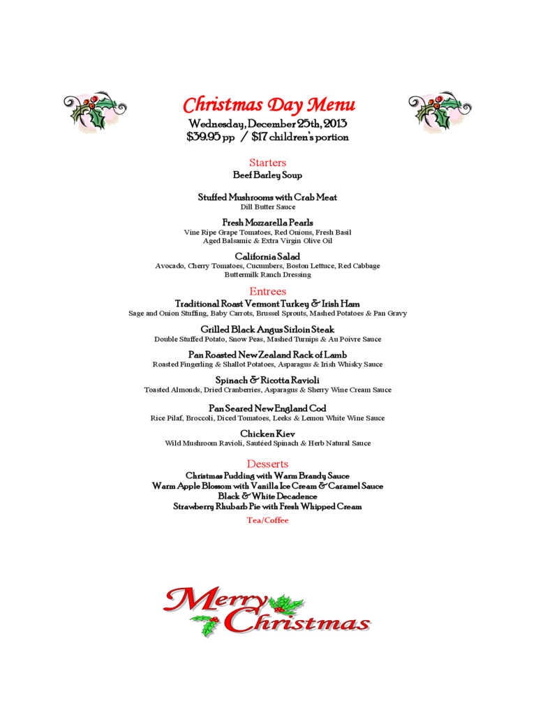 Christmas Menu Template - 17 Free Templates In Pdf, Word, Excel Download - Free Printable Christmas Dinner Menu Template