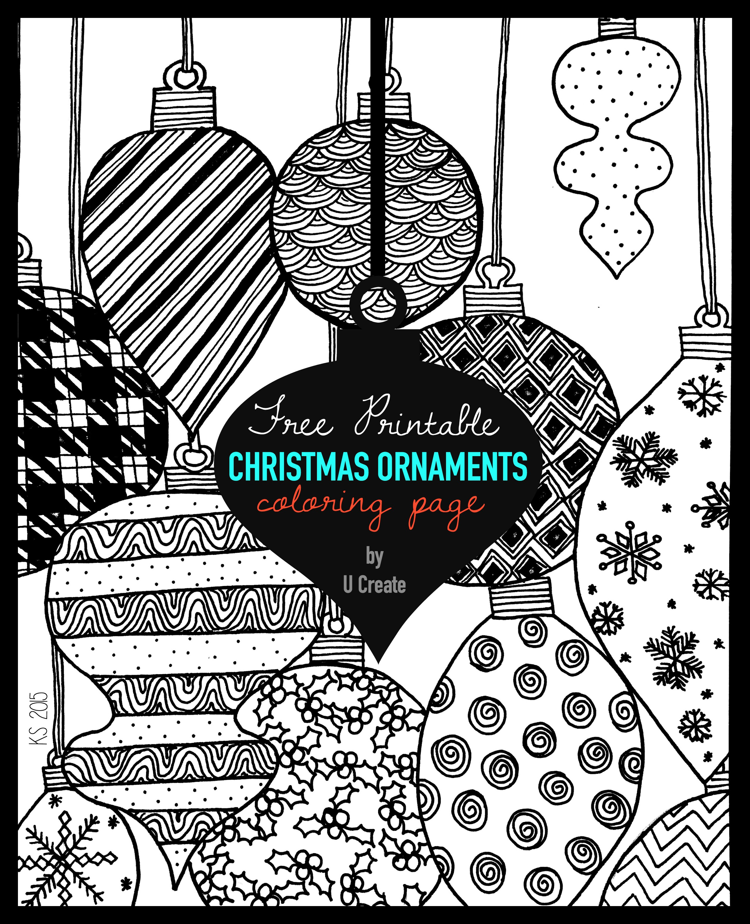 Christmas Ornaments Adult Coloring Page - U Create - Free Printable Ornaments To Color