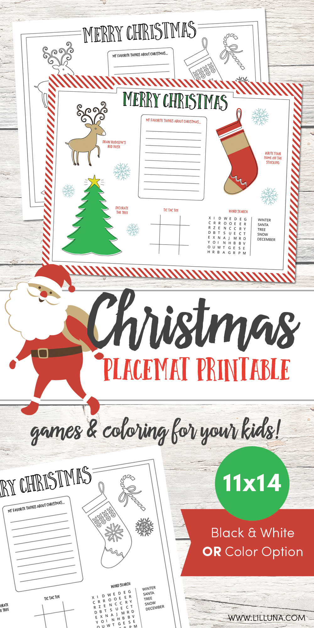 Christmas Placemat Printable - Lil&amp;#039; Luna - Free Printable Christmas Placemats For Adults