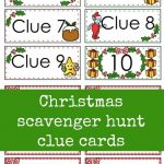 Christmas Scavenger Hunt Free Printable Clue Cards For Kids | Kid   Free Printable Christmas Treasure Hunt Clues