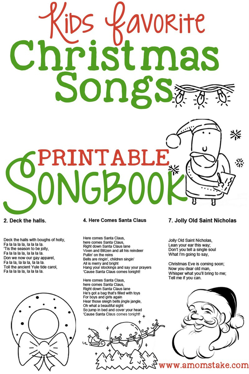 Christmas Songs For Kids - Free Printable Songbook! - A Mom&amp;#039;s Take - Free Printable Song Lyrics
