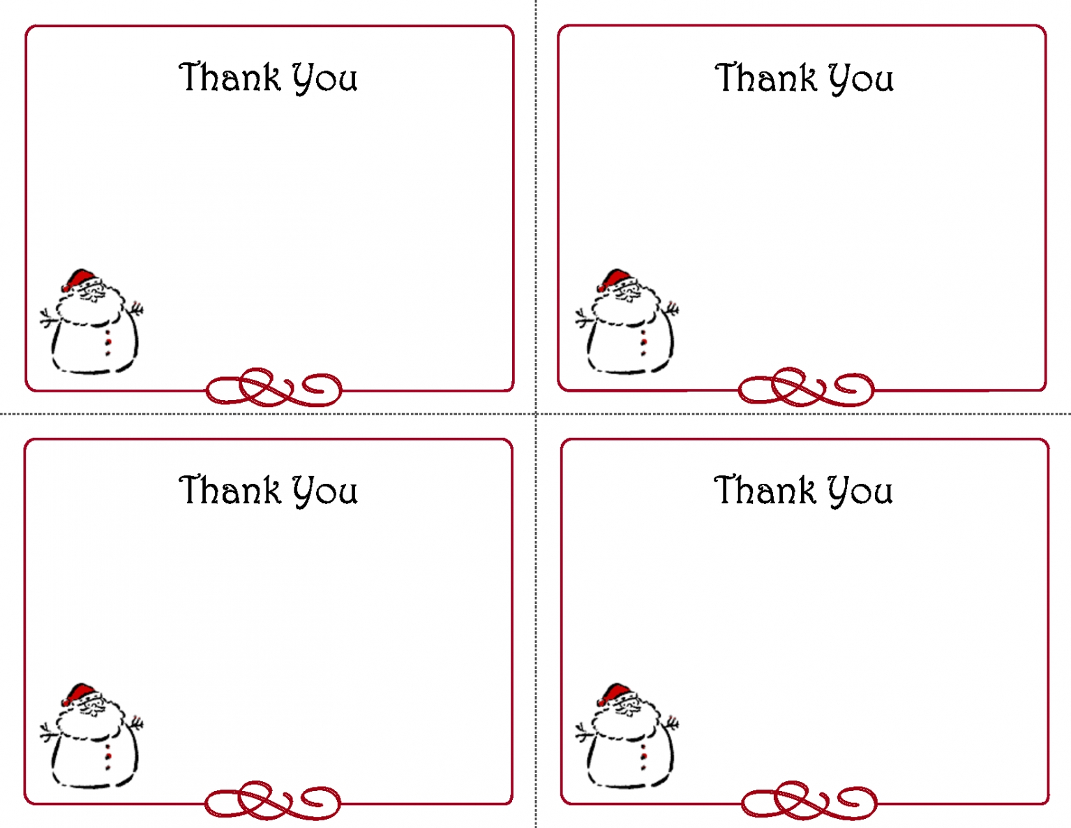 Christmas Thank You Cards Printable Free – Festival Collections - Christmas Thank You Cards Printable Free