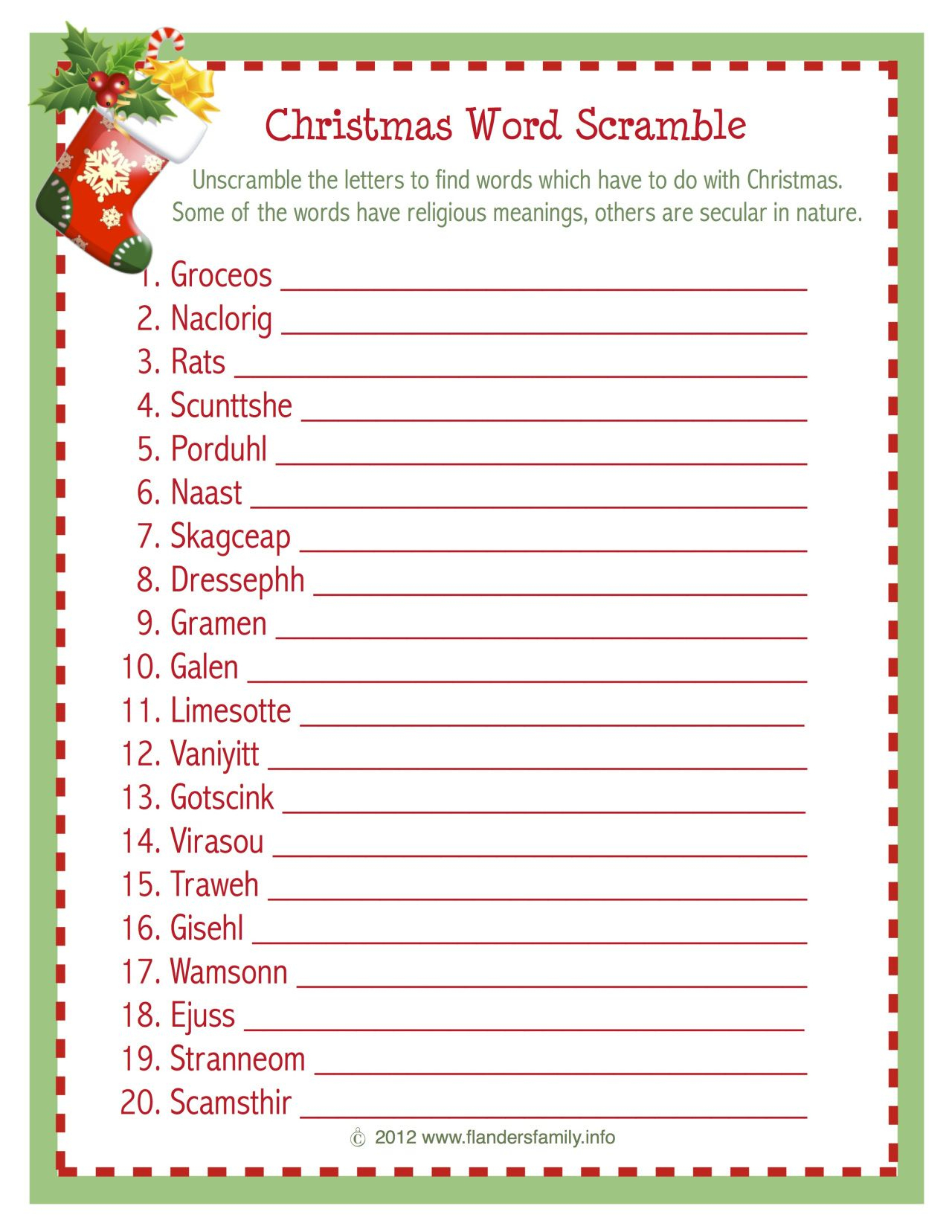 Christmas-Word-Scramble-Full-Page-Version | Party Hard | Pinterest - Unscramble Word Games Printable Free