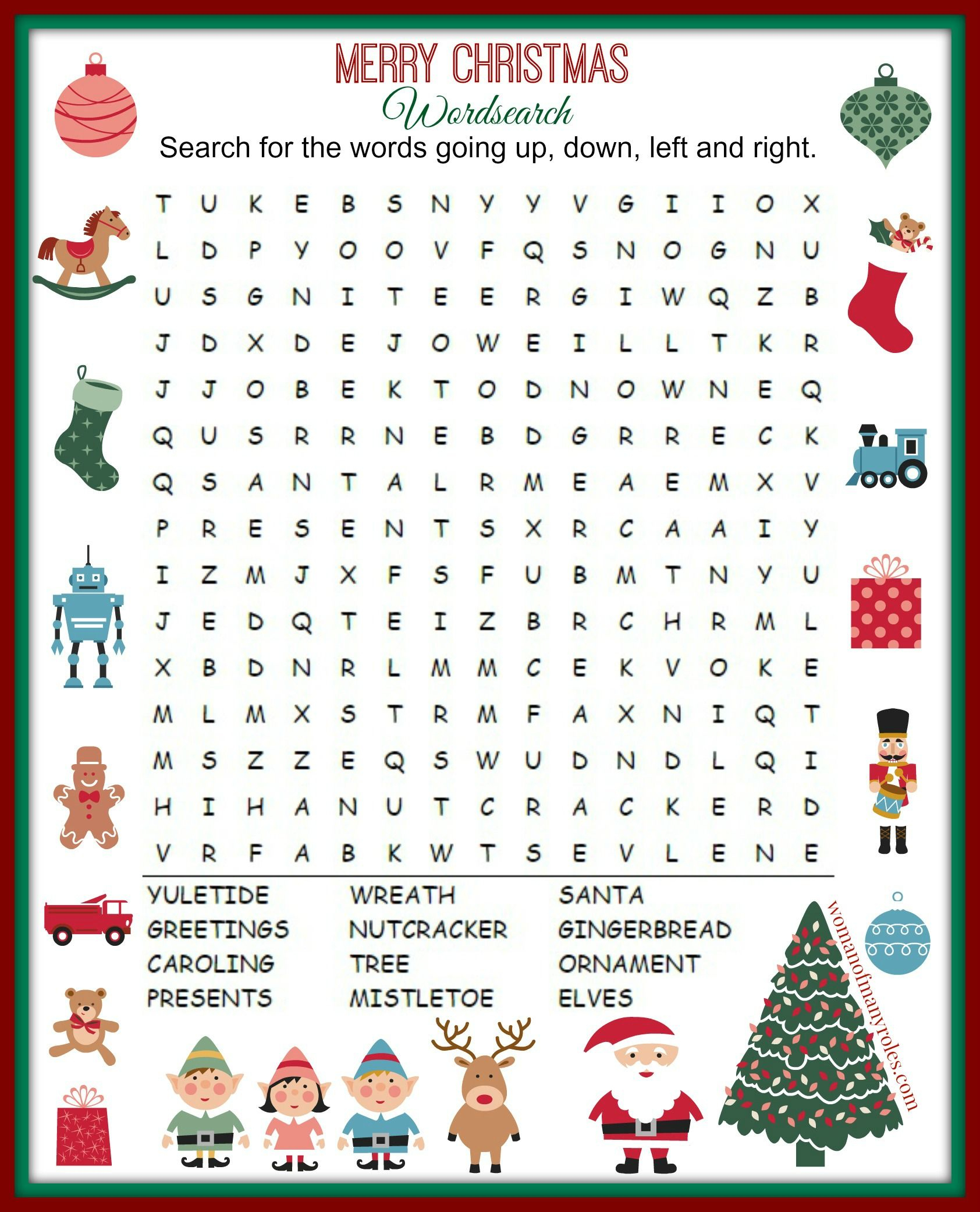 Christmas Word Search Printable - Woman Of Many Roles | Printables - Free Printable Christmas Word Games For Adults