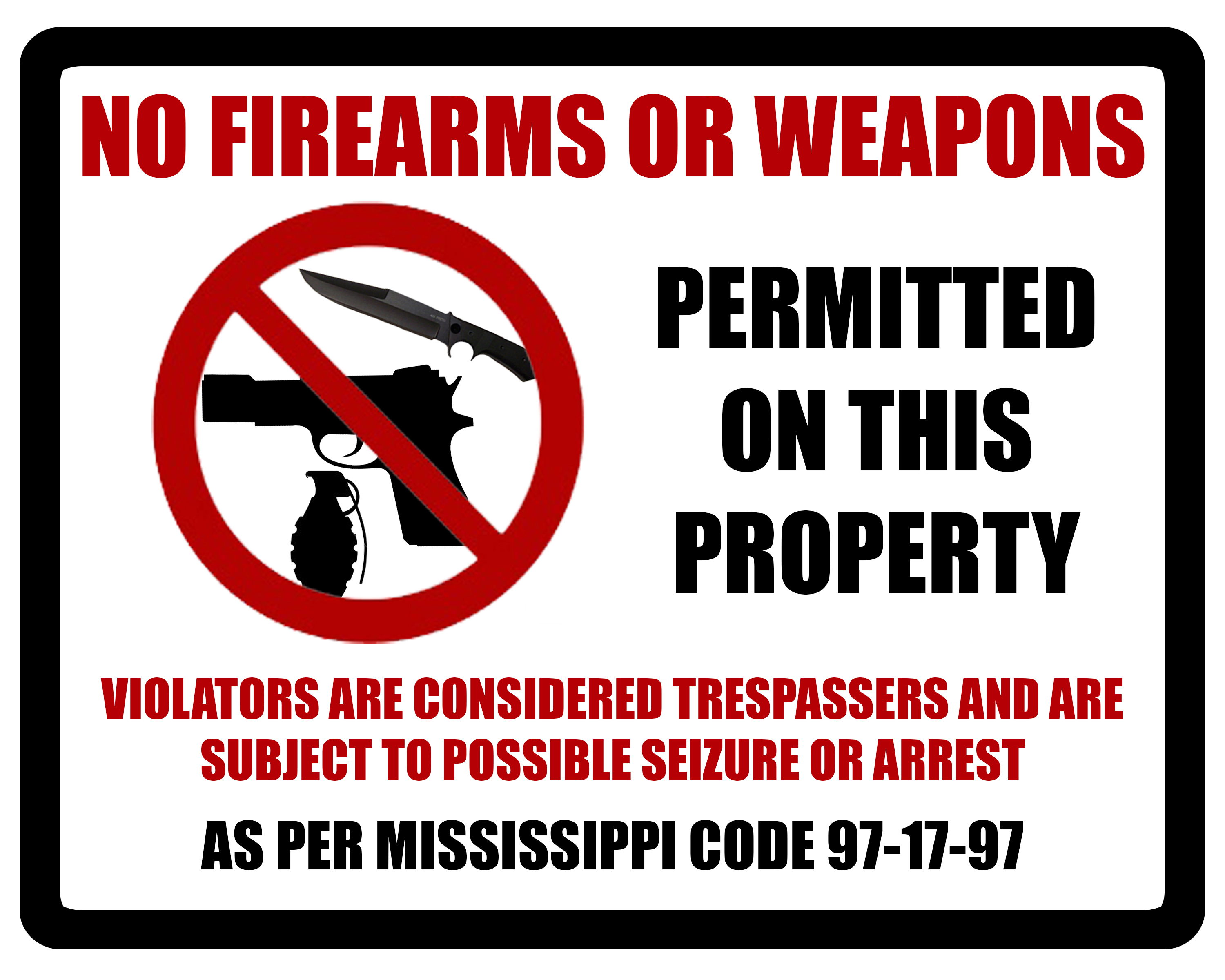 Citizen&amp;#039;s Firearms Class - Free Printable No Guns Allowed Sign