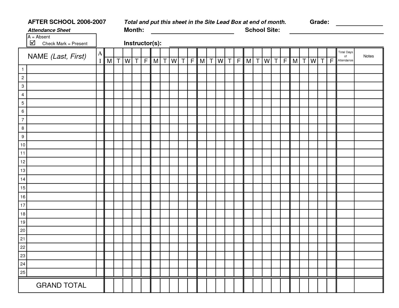 Classroom Attendance Sheets | Class Attendance Sheets - Excel - Free Printable Attendance Forms For Teachers