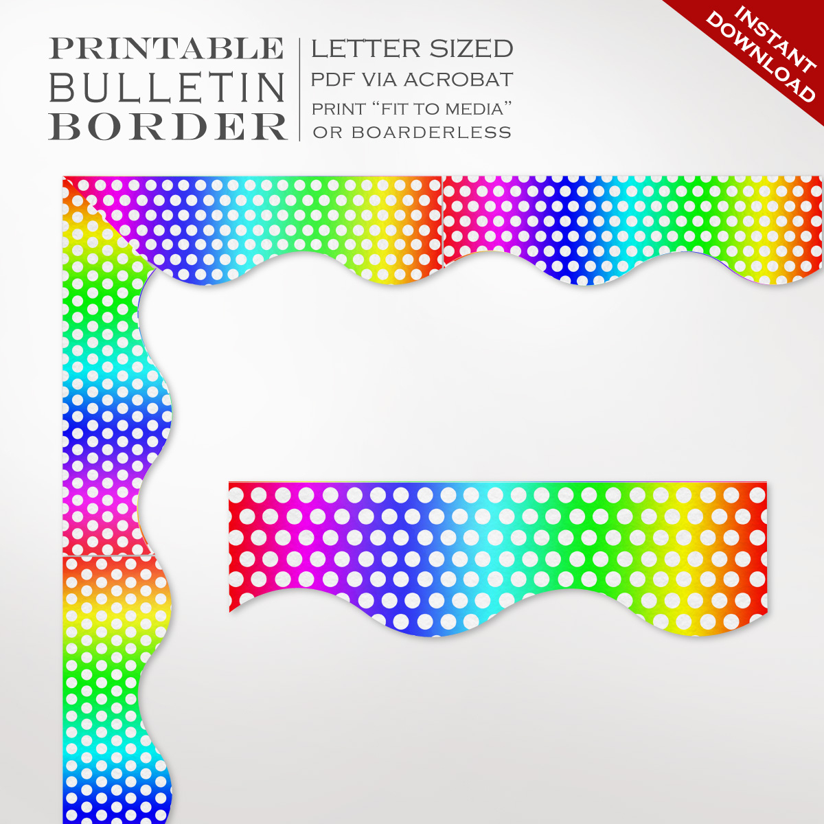 Classroom Bulletin Board Trim - Printable Rainbow Dots Border | Faire.li - Free Printable Christmas Bulletin Board Borders