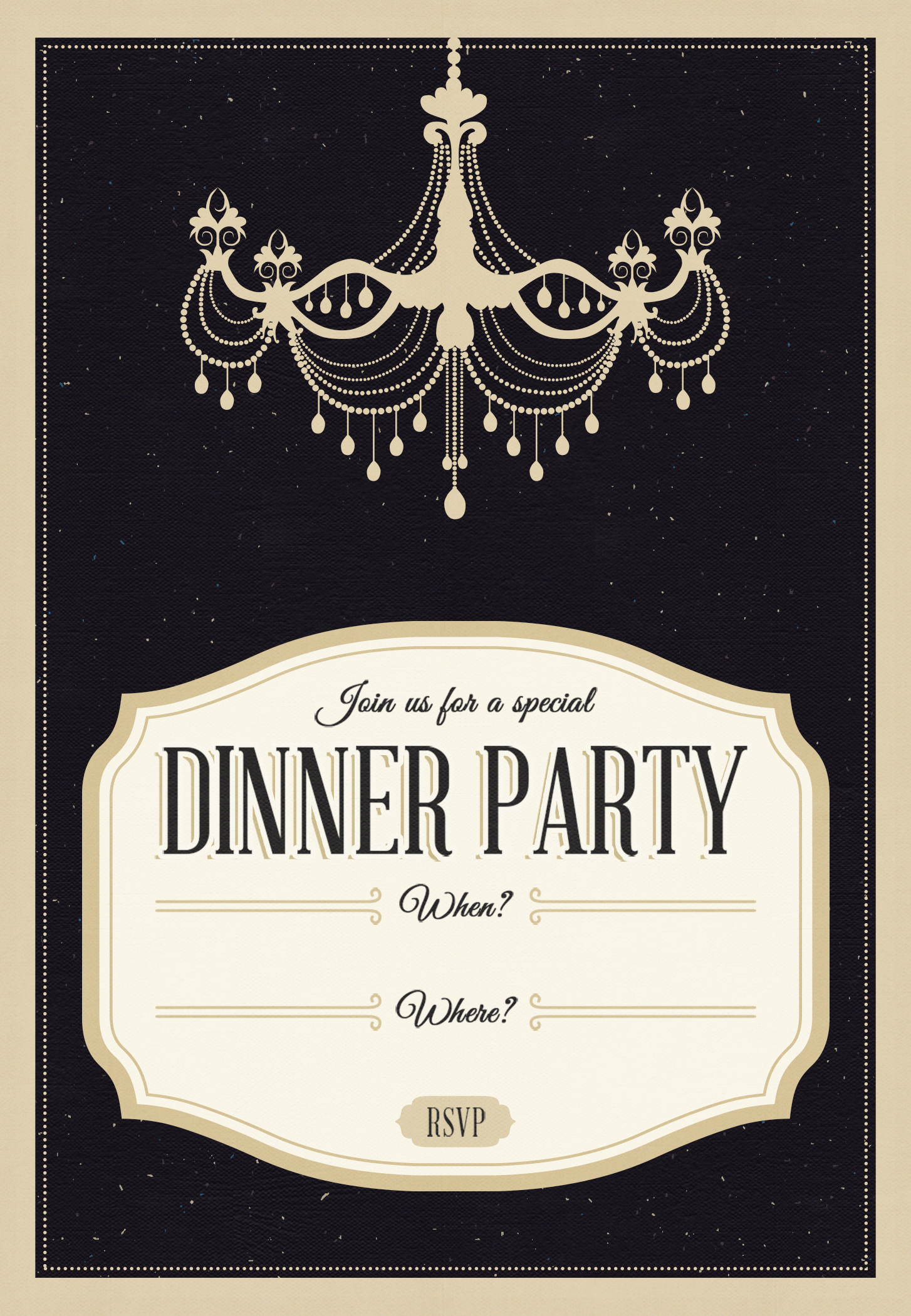 Classy Chandelier - Free Printable Dinner Party Invitation Template - Free Printable Chandelier Template