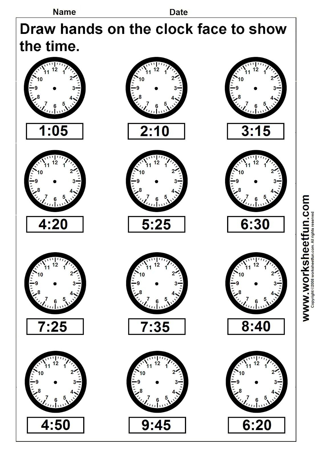 Clock Telling Time Worksheet Printable | Worksheetfun - Free - Free Printable Time Worksheets For Grade 3