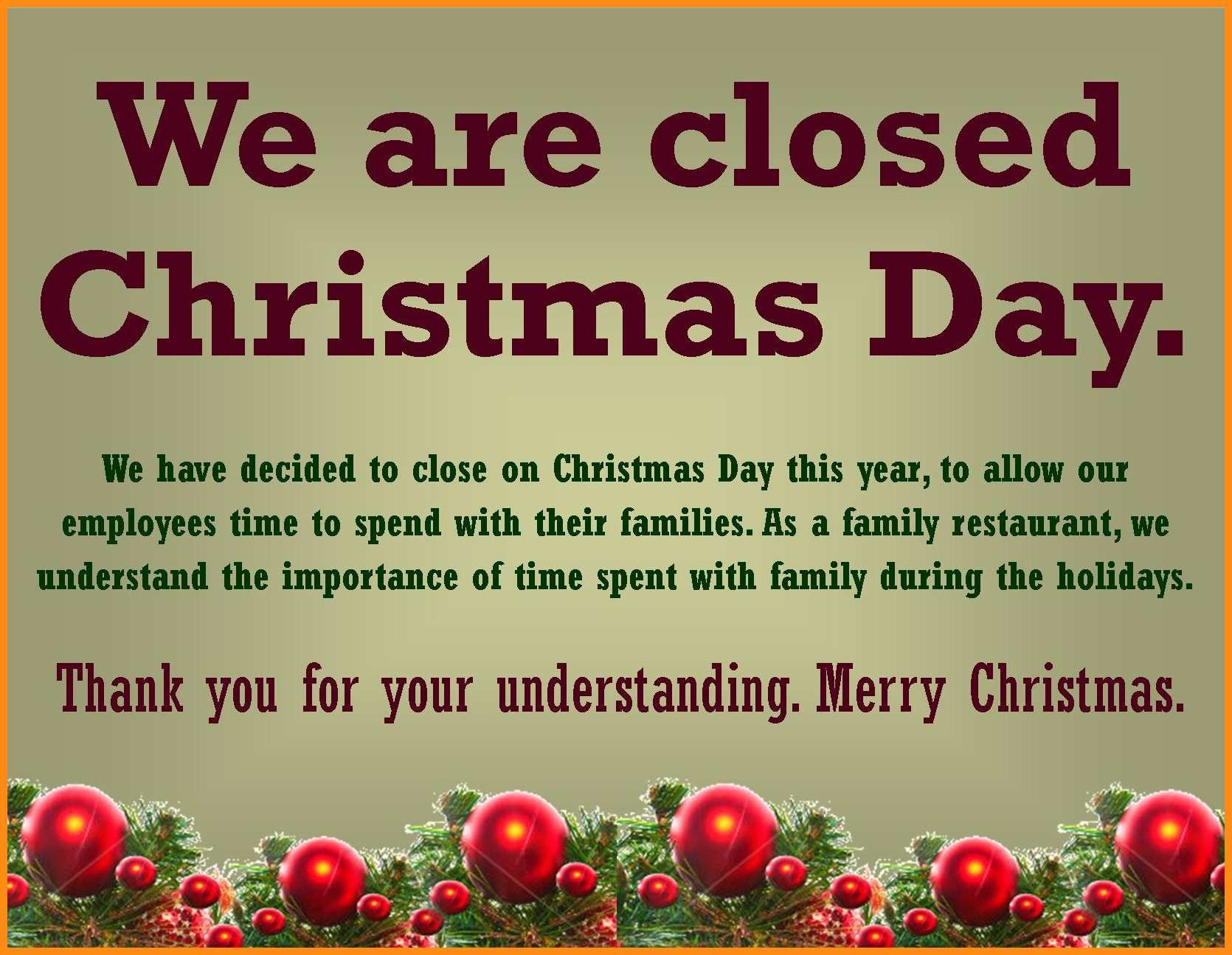 Closed For Holidays Sign - Rehau.hauteboxx.co - Free Printable Holiday Closed Signs