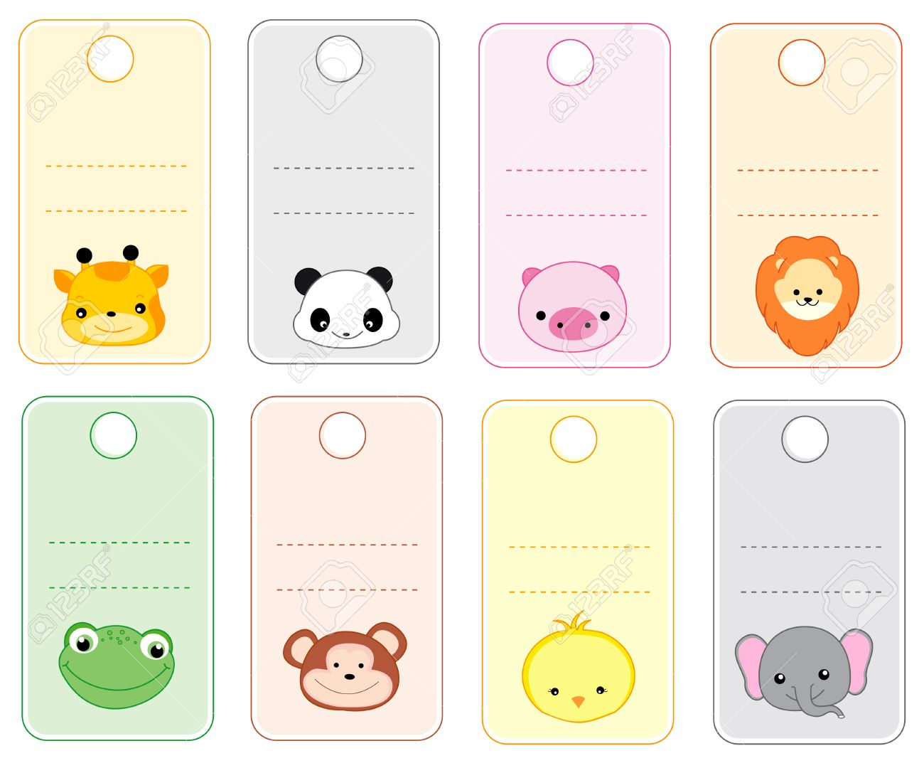 Colorful Printable Gift Tags / Name Tags With Cute Animal Faces - Free Printable Gift Name Tags