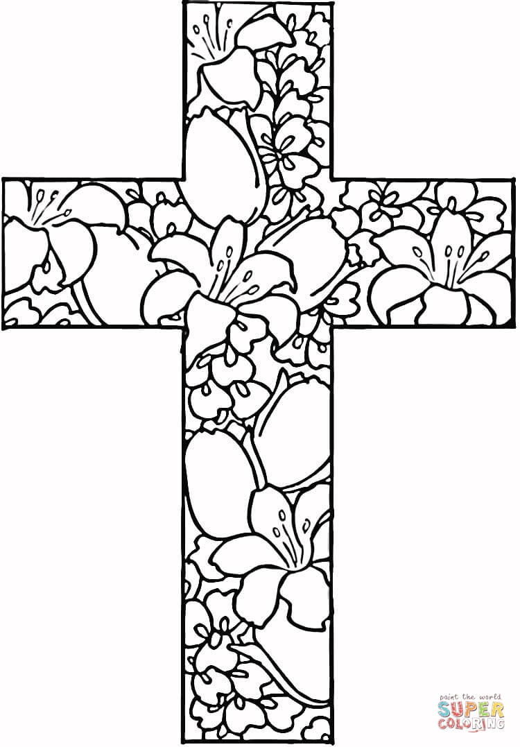 Coloring Pages ~ Free Printable Easter Coloring Pages Flowers In - Free Printable Cross