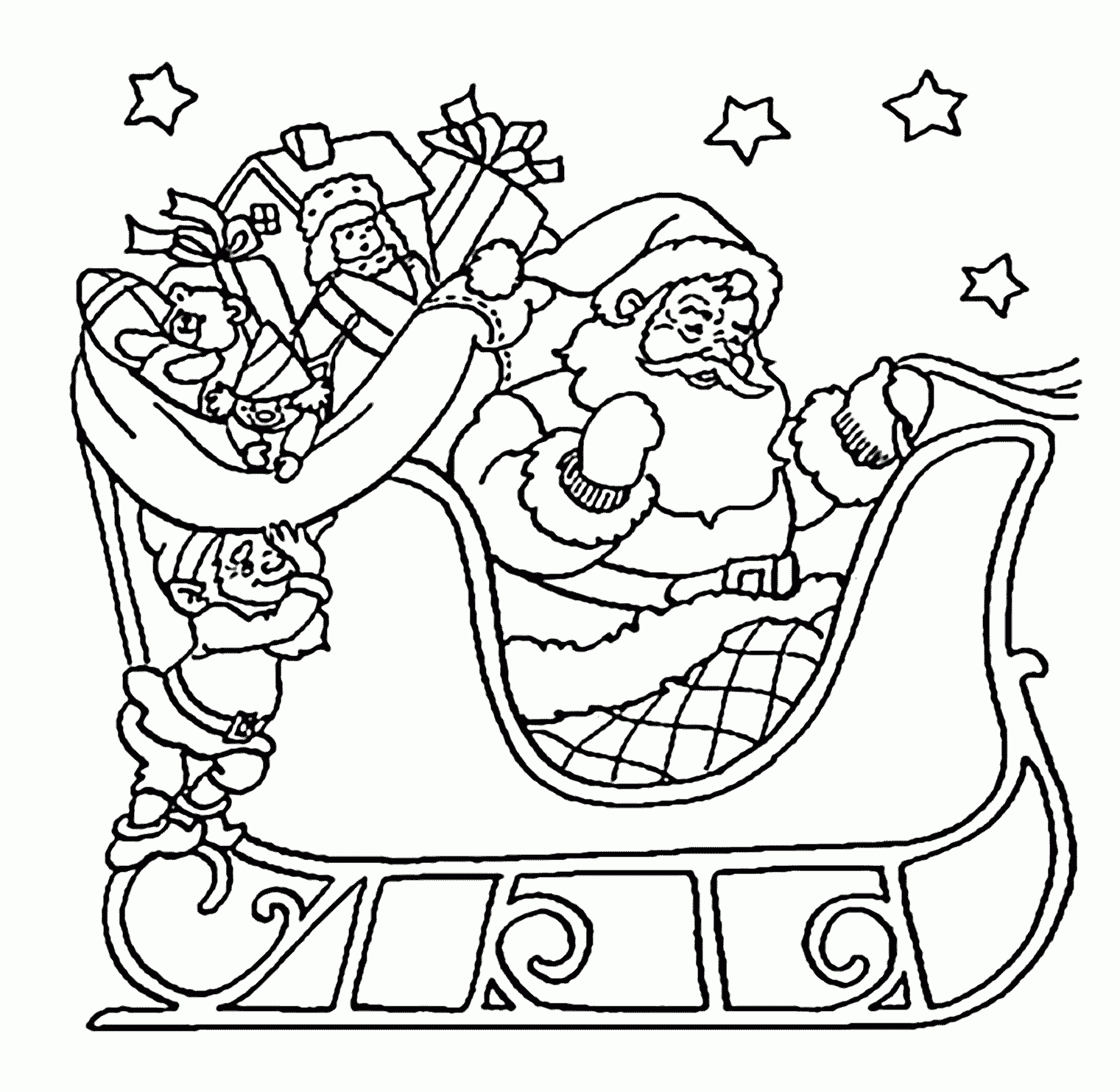 Coloring Pages : Santa Claus On Sleigh Colorings For Kids Printable - Santa Coloring Pages Printable Free