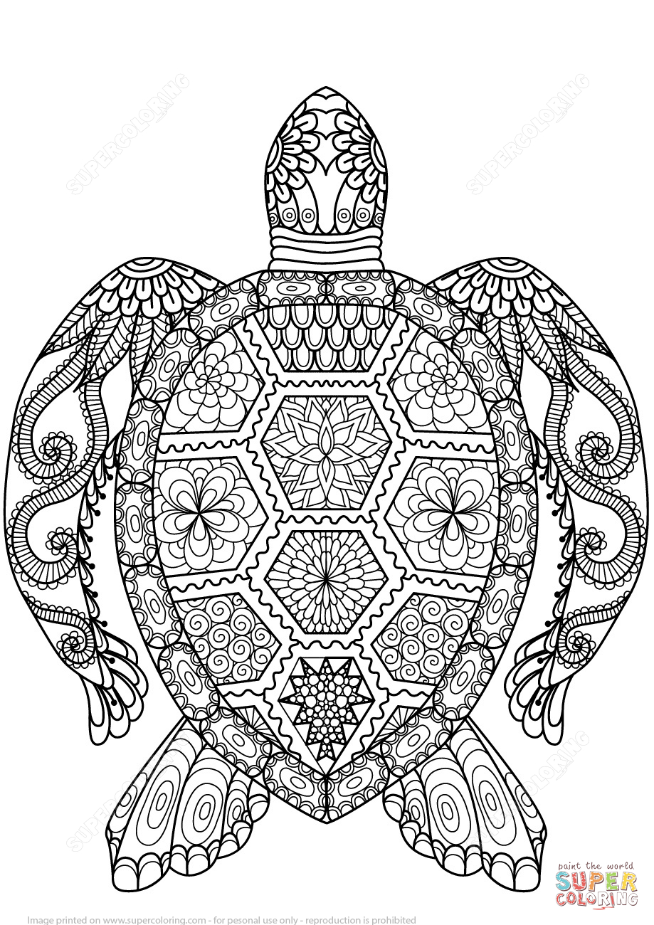Coloring Pages : Turtle Zentangle Coloring Pages Free Printable - Free Printable Zen Coloring Pages
