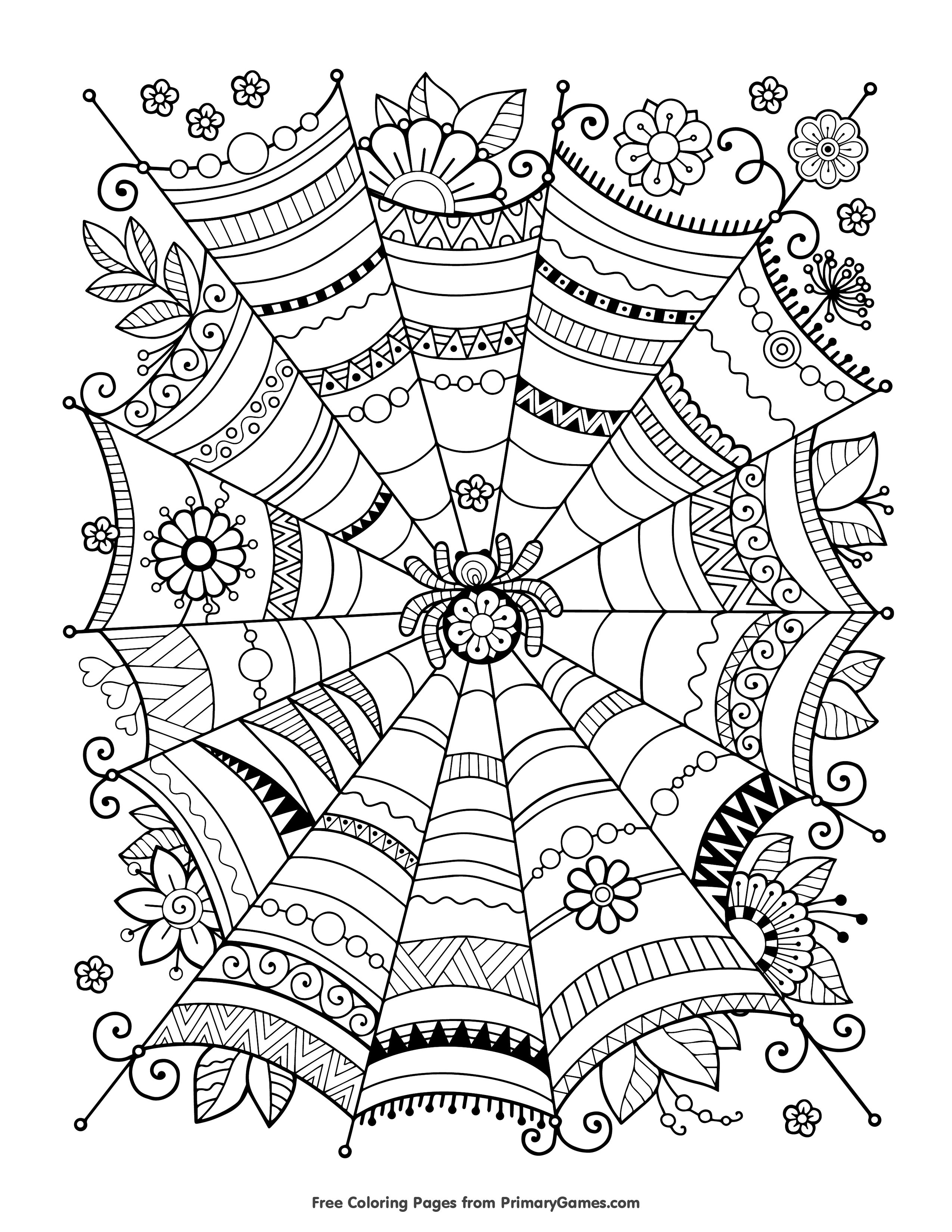 Coloring Pages : Zentangle Spider Web Coloring Page Pages Free - Free Printable Zen Coloring Pages