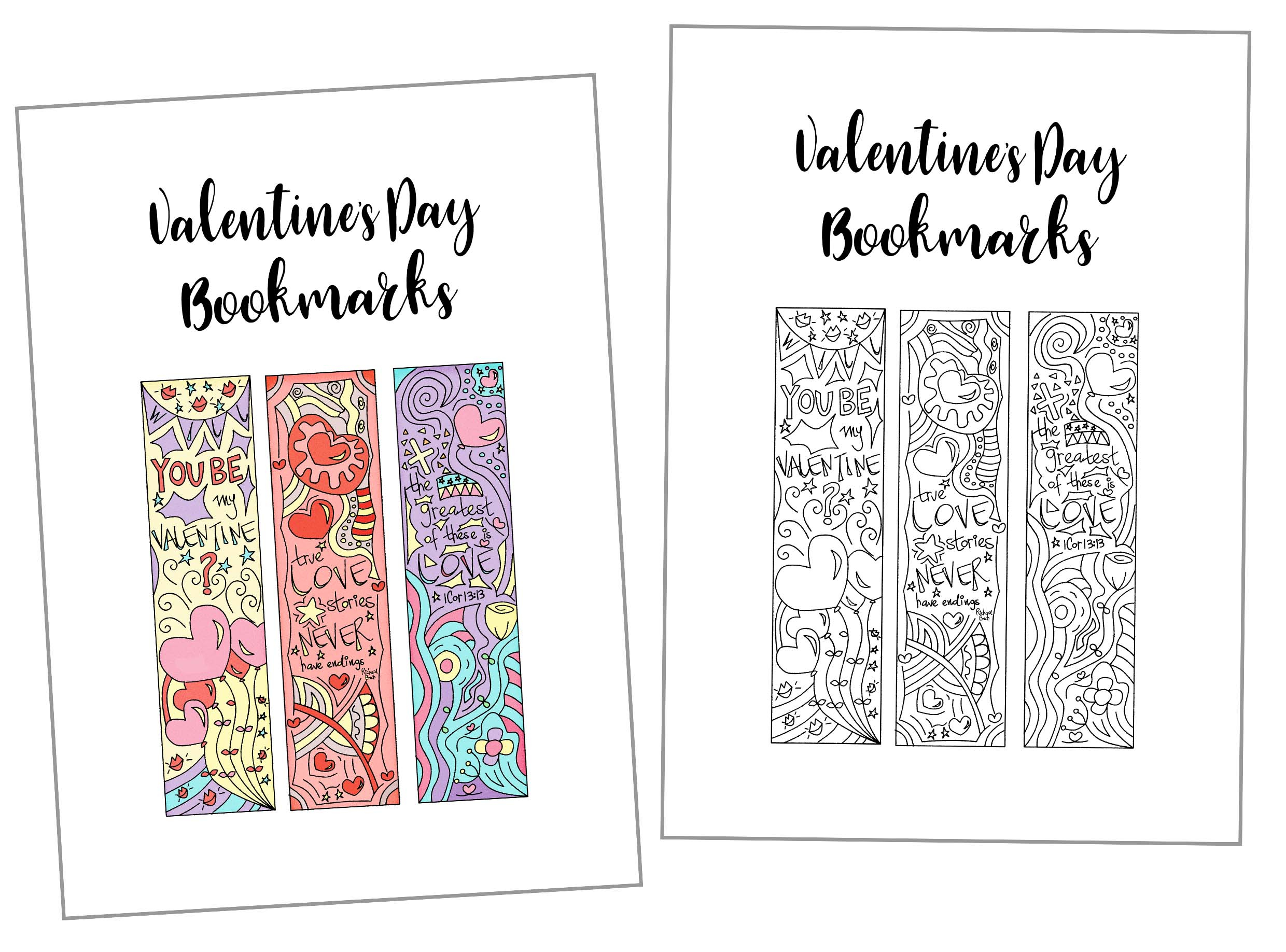 Coloring Valentine&amp;#039;s Day Bookmarks Free Printable ~ Daydream Into - Free Printable Valentine Bookmarks