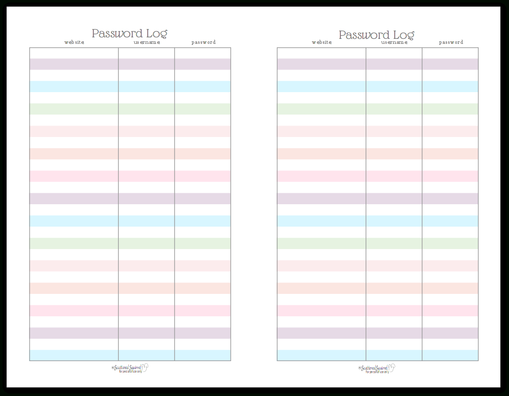 Colourful Address Book And Password Log Printables - Free Printable Password Log