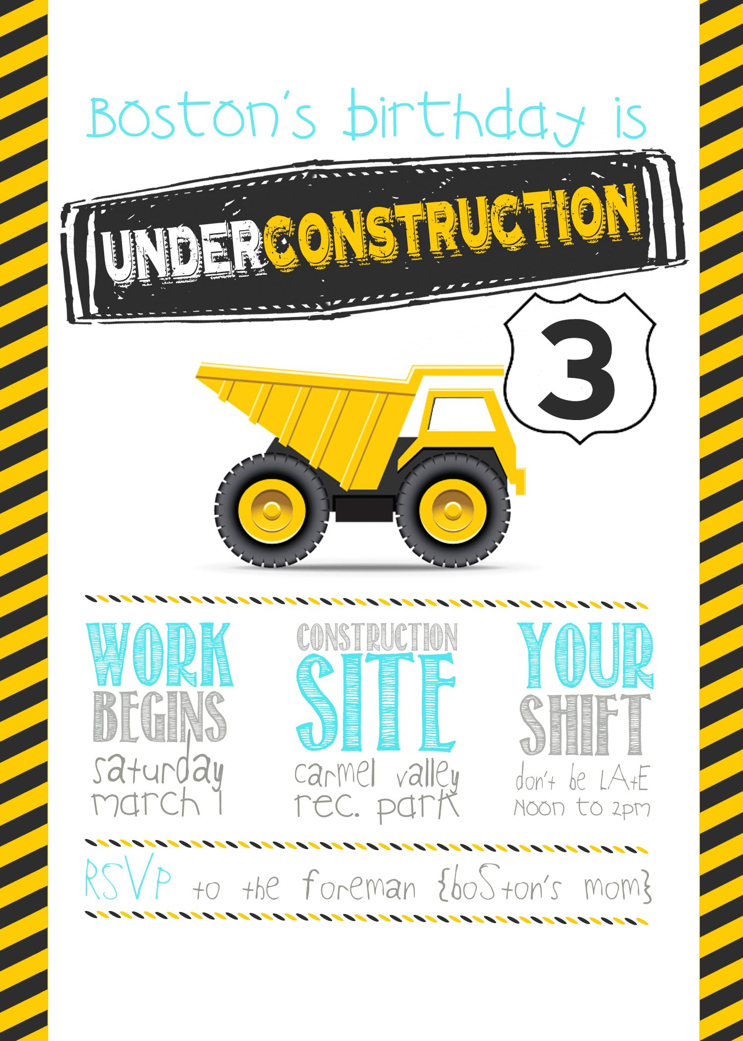 Construction Birthday Party With Free Printable Birthday Party - Free Printable Construction Birthday Invitation Templates