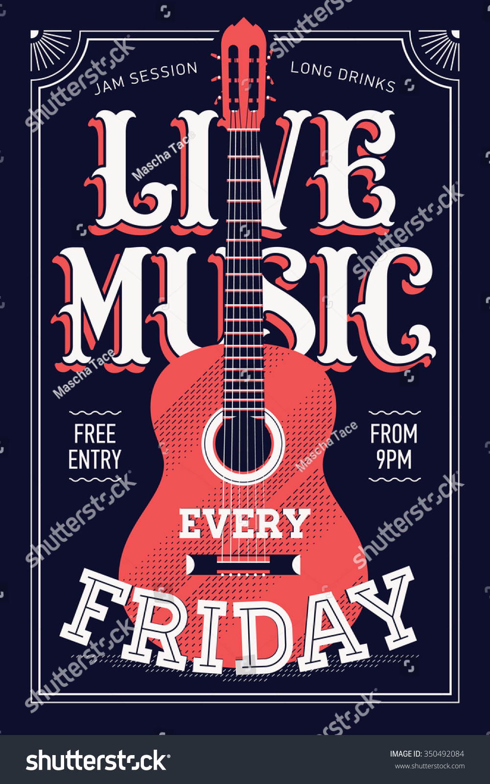 Cool Live Music Every Friday Vector Stock Vector (Royalty Free - Free Printable Music Posters