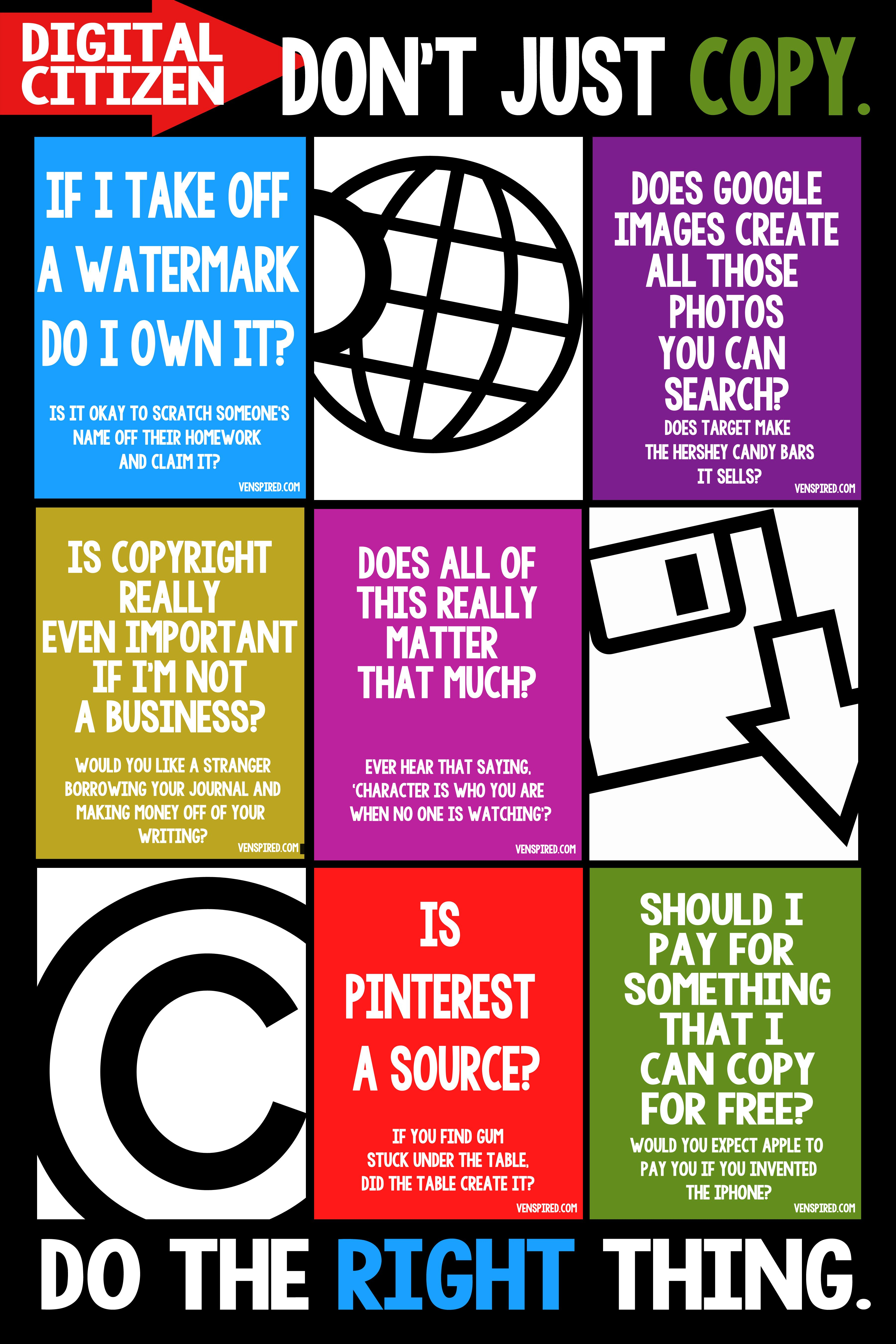 Copyright Info For Kids Free Printable! | School Stuff | Digital - Literacy Posters Free Printable