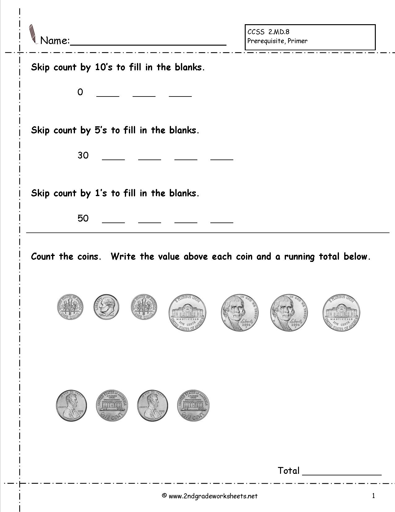 Counting Coins And Money Worksheets And Printouts - Free Printable Money Worksheets