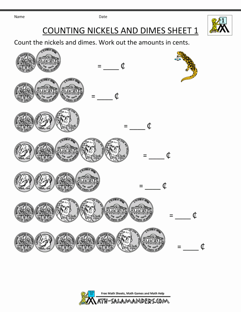 Counting Money Worksheets 1St Grade For Printable - Math Worksheet - Free Printable Money Worksheets For 1St Grade