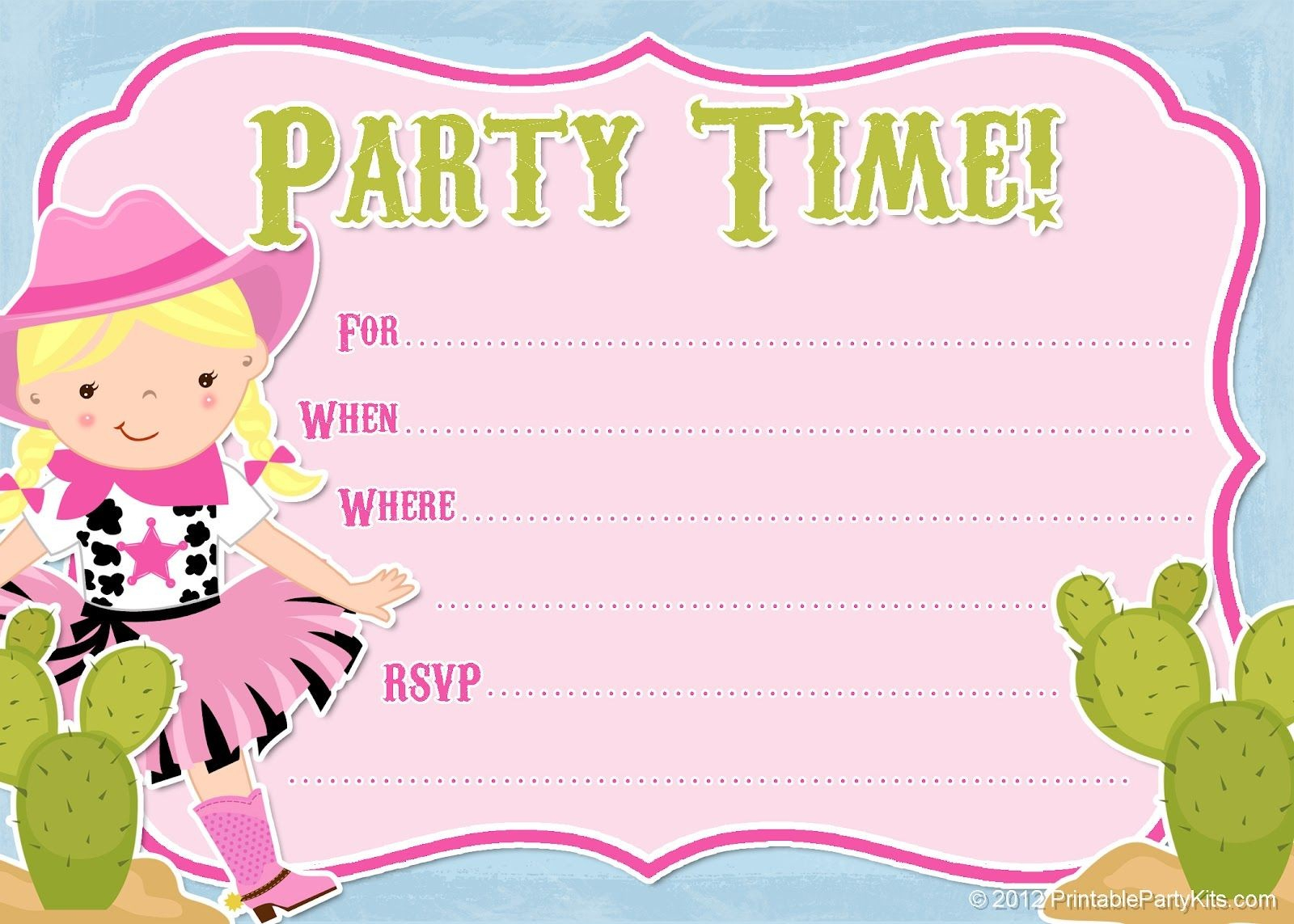 Cowgirl Birthday Invitations Free Printable Party Invitation From - Free Printable Party Invitations