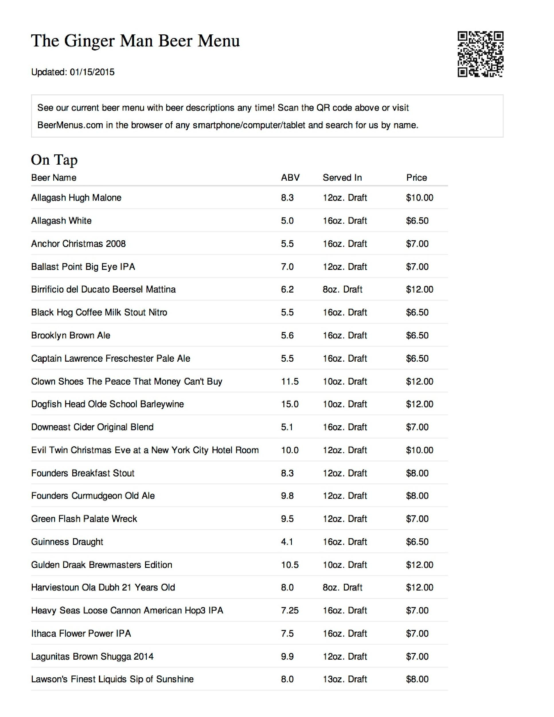 Create A Print Beer Menu With One Click - Create A Menu Free Printable