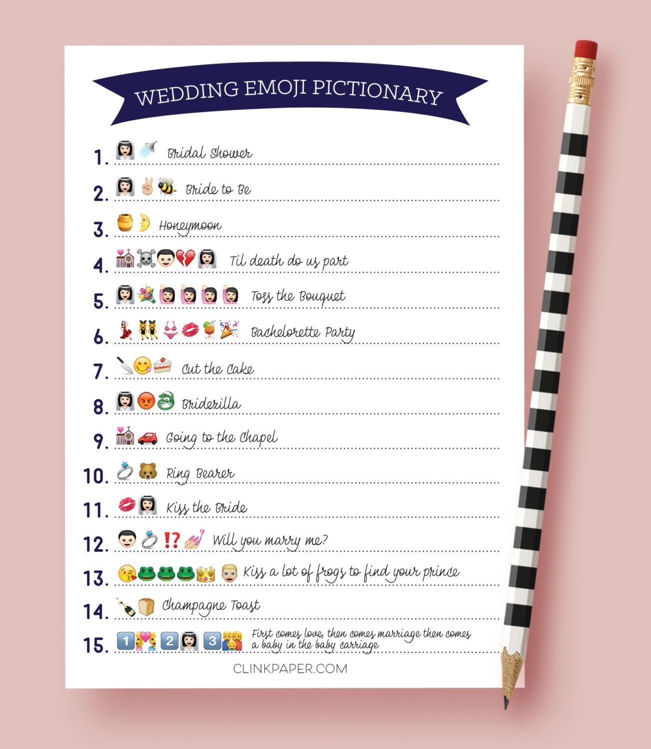 Creative Bridal Shower Games 42 | Wedding Things To Keep In 2019 - Emoji Bridal Shower Game Free Printable