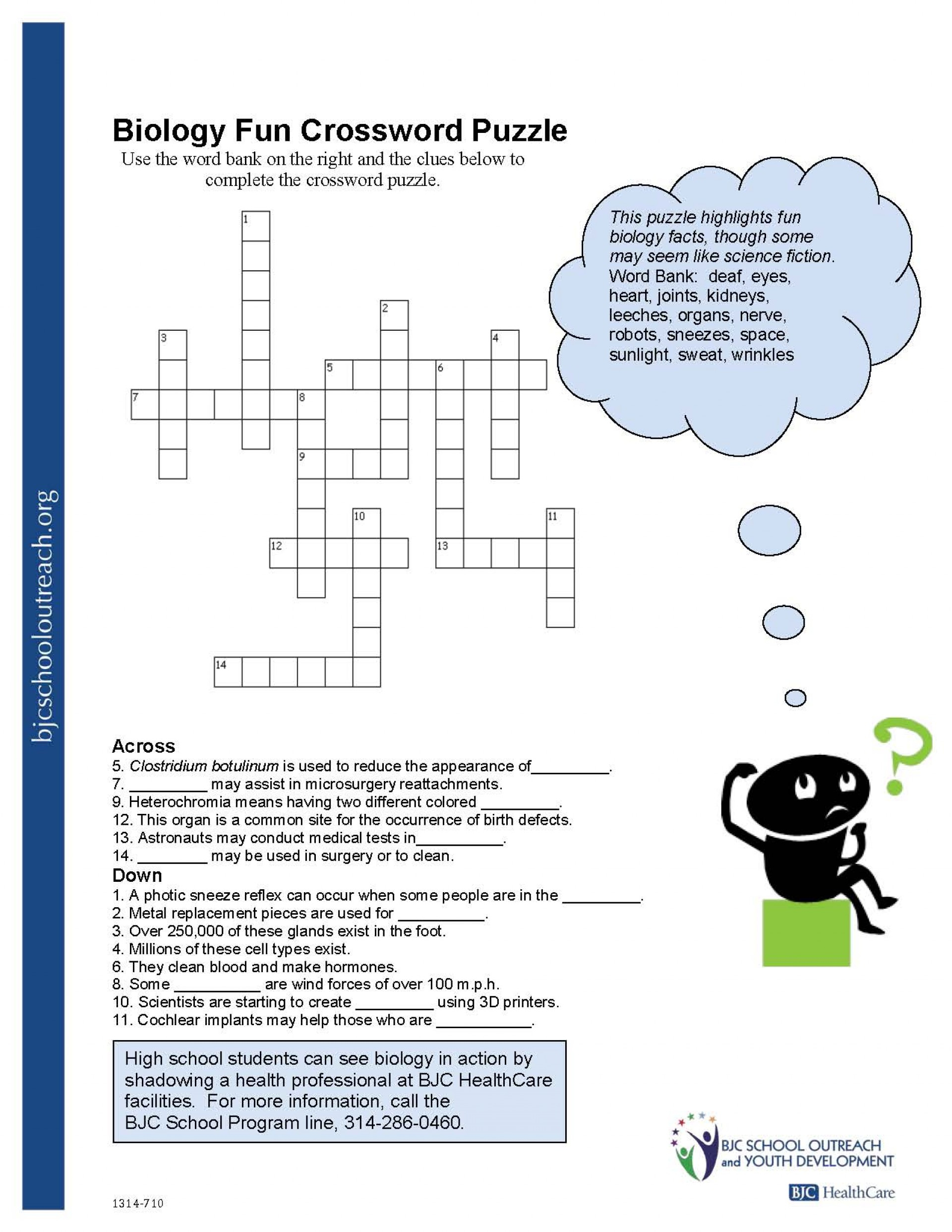 Crosswords Crossword Puzzle Worksheets For Middle School Biology Fun - Free Printable Biology Worksheets For High School