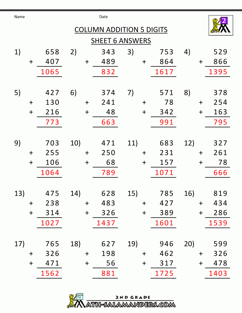 Crosswords Printable Math Worksheets Free Column Addition Digits - 7Th Grade Math Worksheets Free Printable With Answers