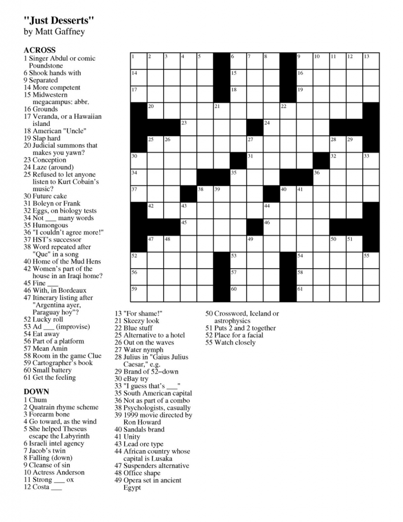 Crosswords Puzzles Free Printable - Yolar.cinetonic.co For Free - Free Daily Printable Crosswords