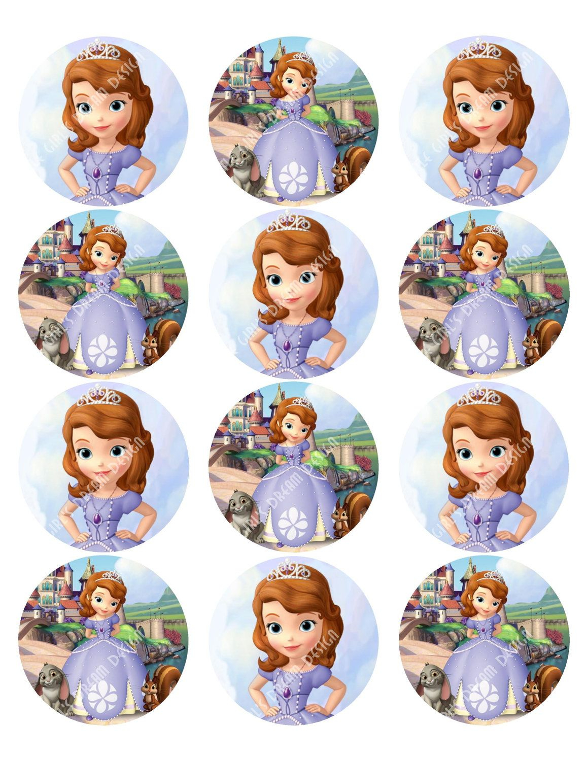 Cupcake Toppers Princess Sofia The First Inspired Round Disney - Sofia The First Cupcake Toppers Free Printable