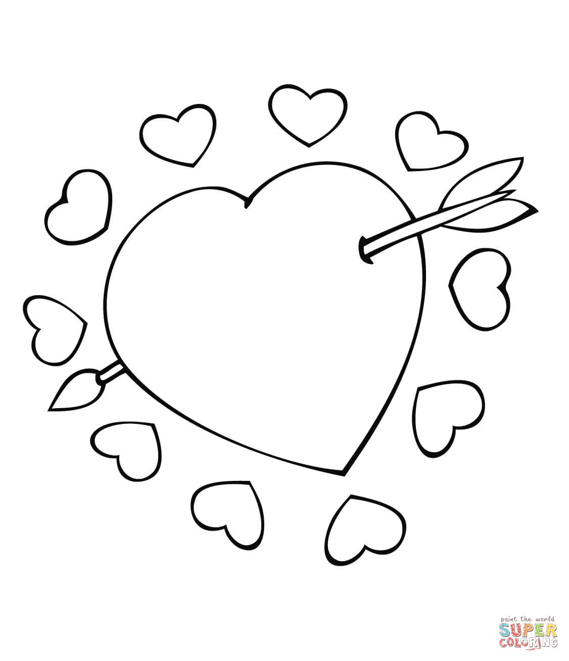 Cupid Arrow Through The Heart Coloring Page | Free Printable - Free Printable Pictures Of Cupid