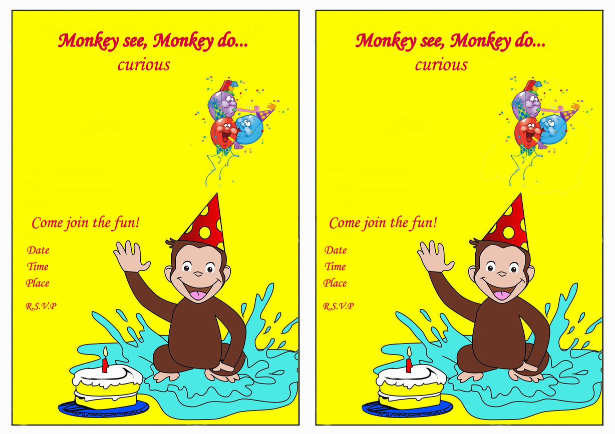 Curious George Birthday Invitations | Birthday Printable - Free Printable Curious George Invitations
