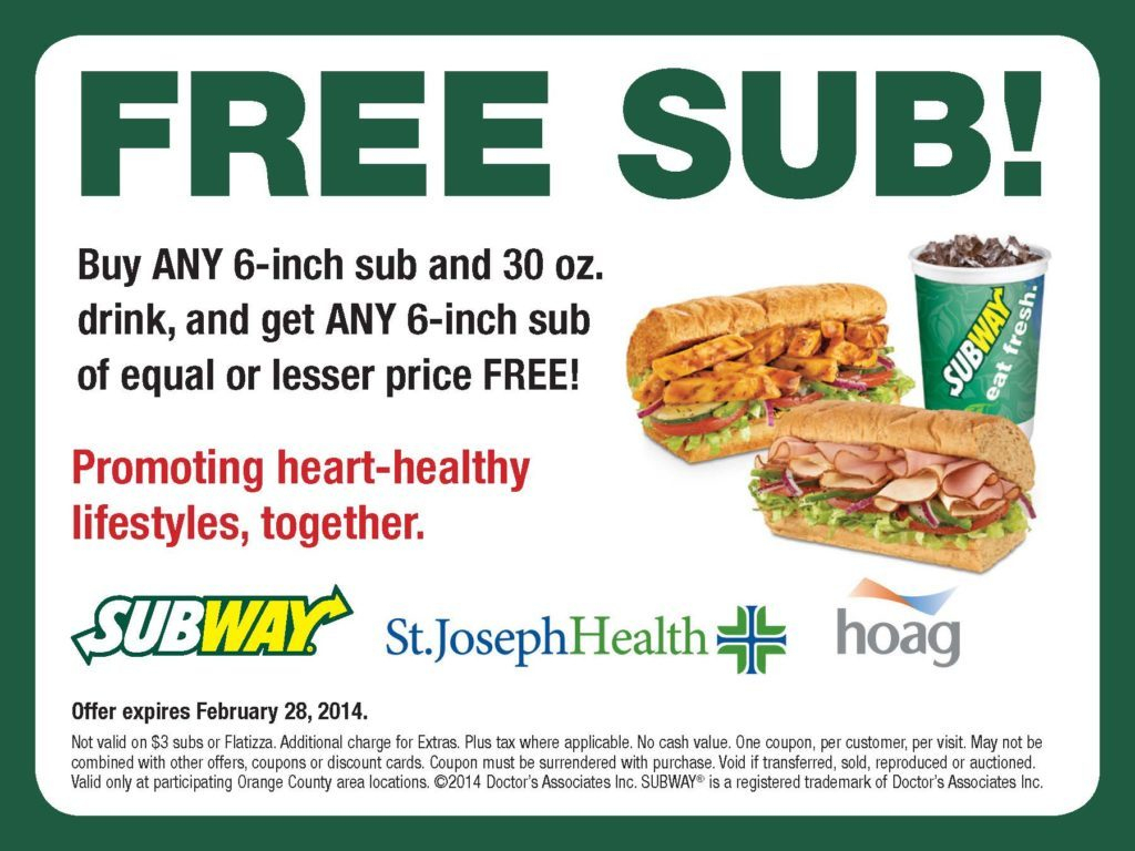 Current Subway Coupons 2018 Printable - Free Printable Subway Coupons 2017