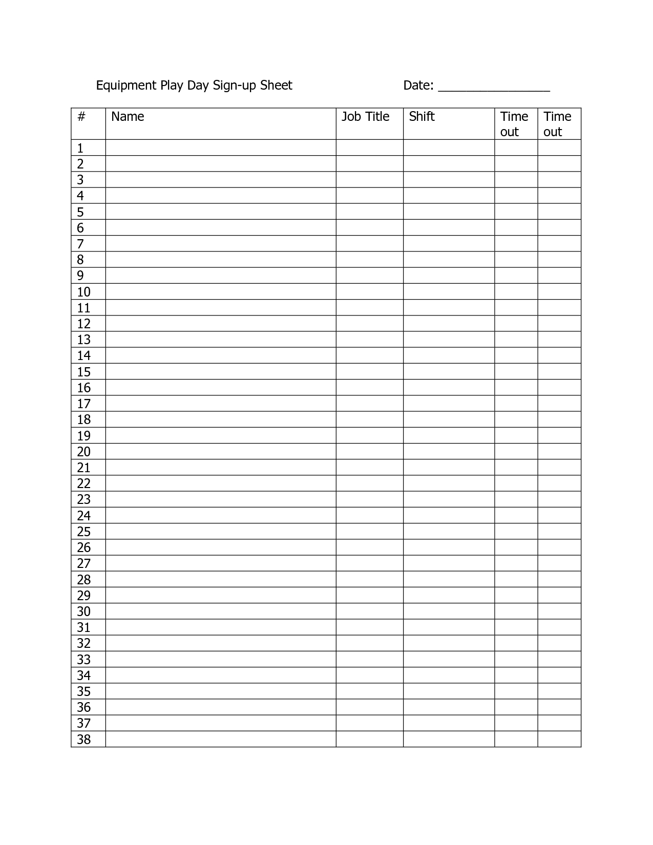 Customizable Printable Sign Up Sheets Templates | In Sheet Template - Free Printable Sign In Sheet Template