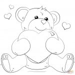 Cute Bear With Heart Coloring Page | Free Printable Coloring Pages   Free Printable Hearts