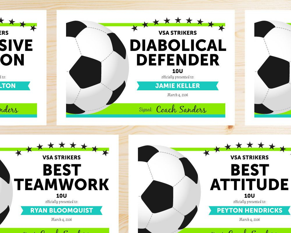 Cute Editable Soccer Award Certificates.hooray Workshop On Etsy - Free Soccer Award Certificates Printable