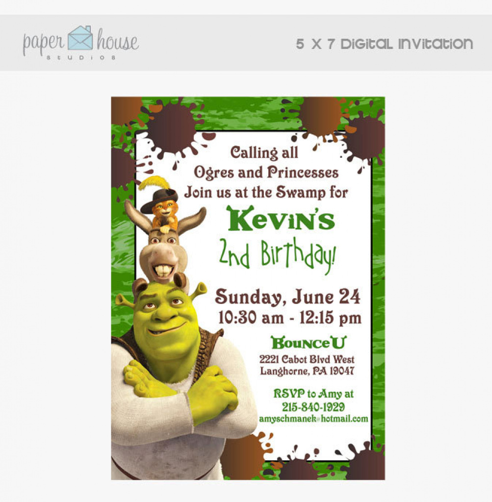 Cute Free Printable Shrek Birthday Invitations - Invitation Template - Free Printable Shrek Birthday Invitations