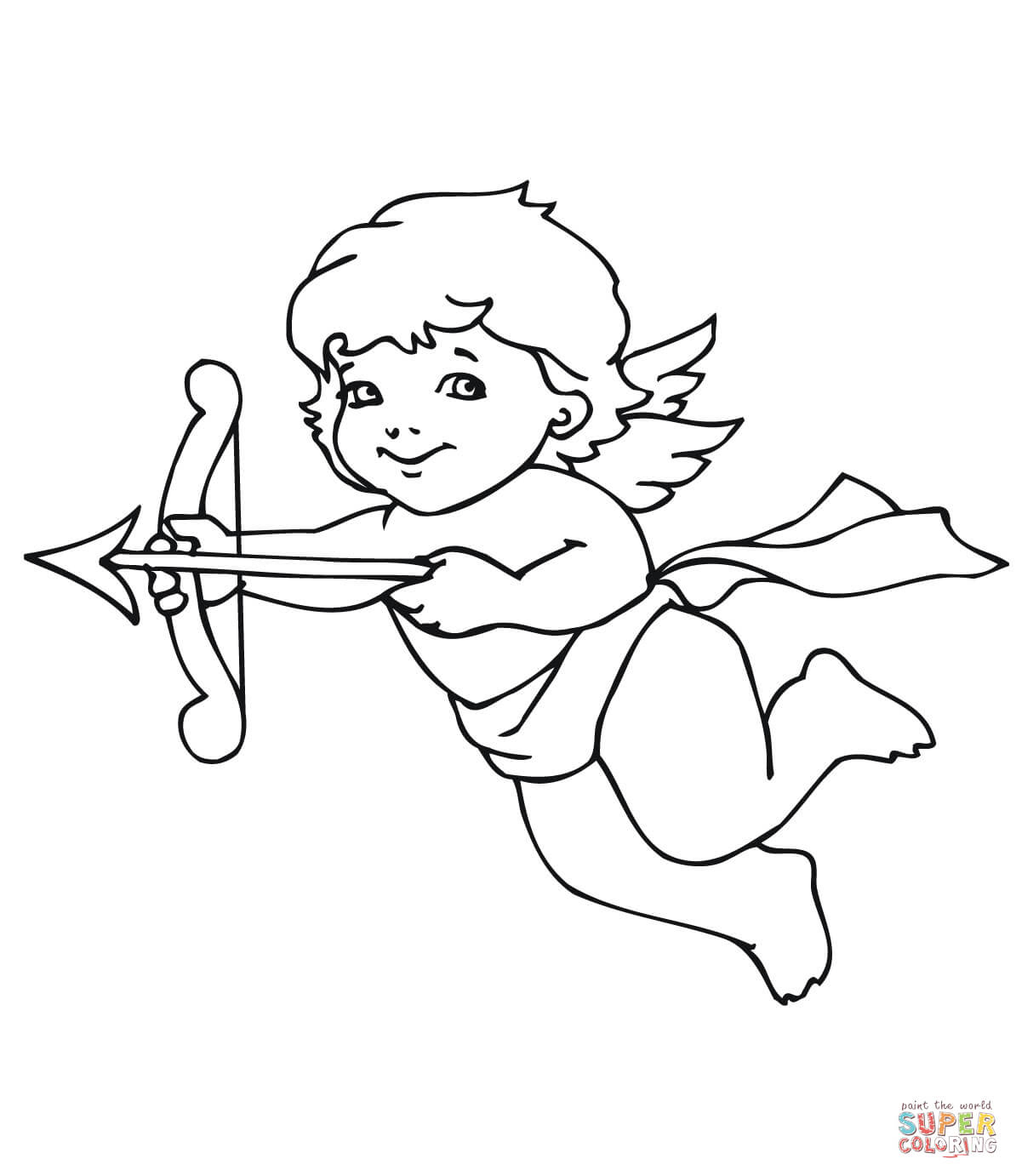 Cute Valentine Cupid Coloring Page | Free Printable Coloring Pages - Free Printable Pictures Of Cupid