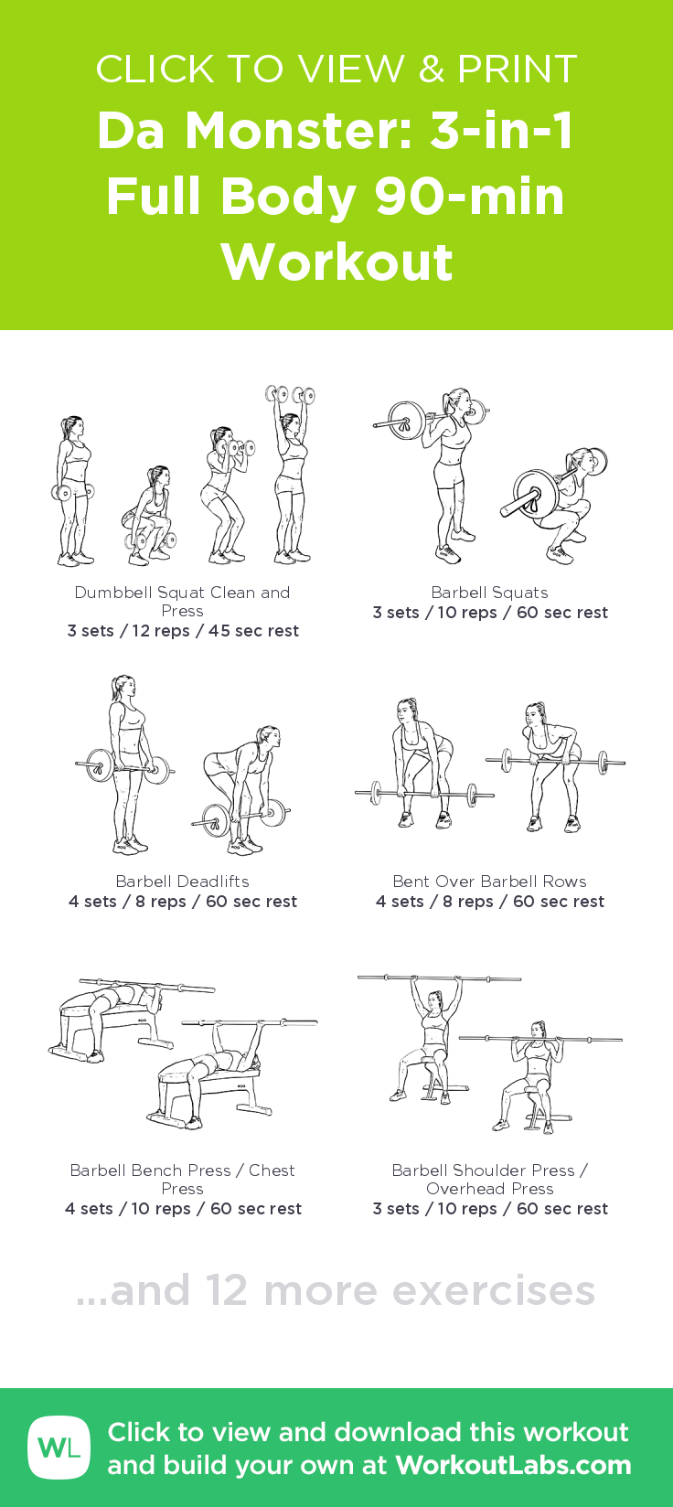 Da Monster: 3-In-1 Full Body 90-Min Workout – Click To View And - Free Printable Workout Plans