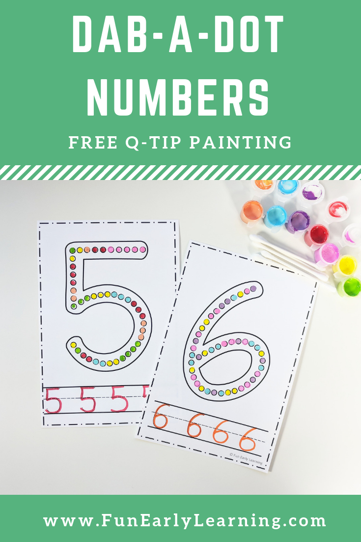 Dab-A-Dot Numbers Q-Tip Painting Math Activity. Fun Free Printable - Free Printable Early Childhood Activities