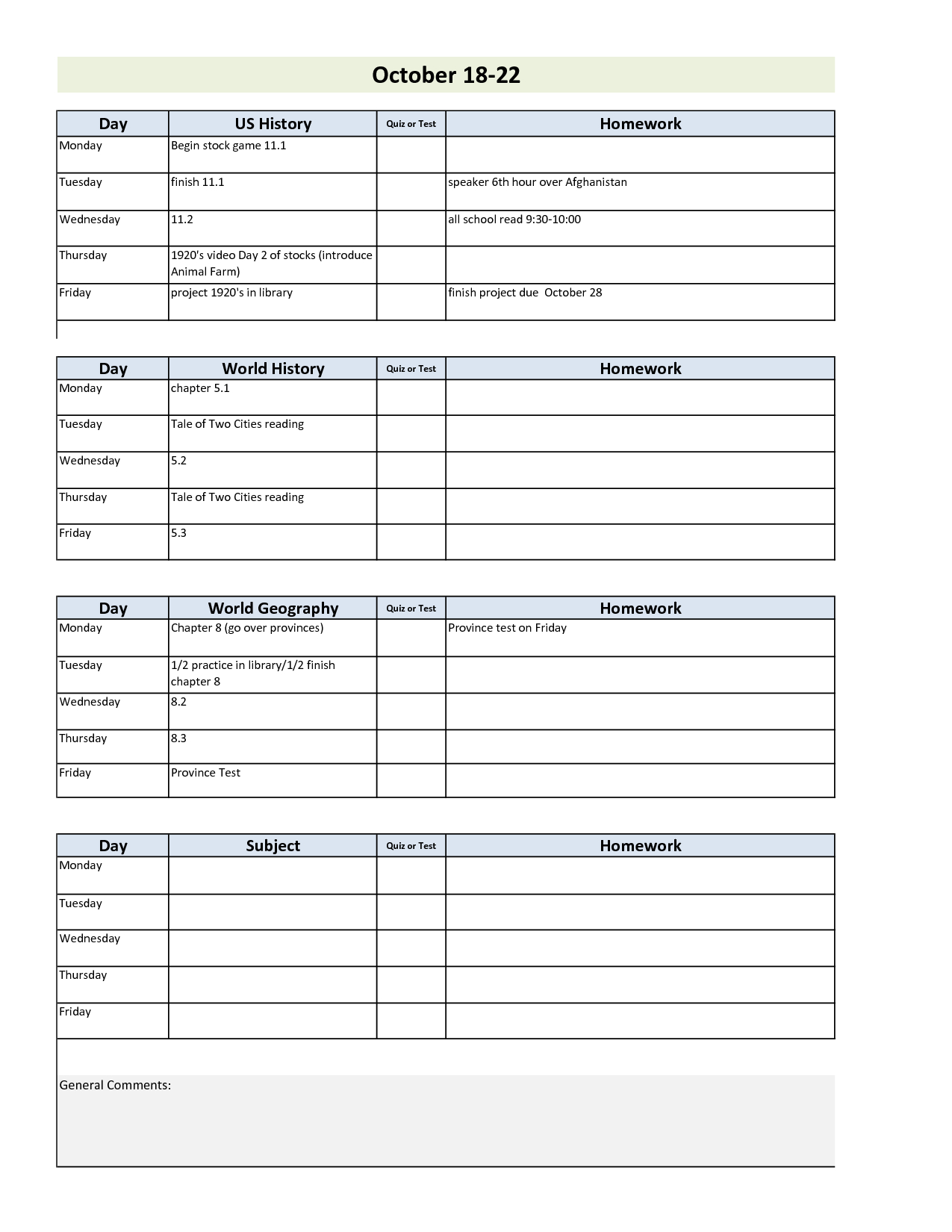 Daily Project Organizer Templates Free | Weekly Student Planner - Student Planner Template Free Printable